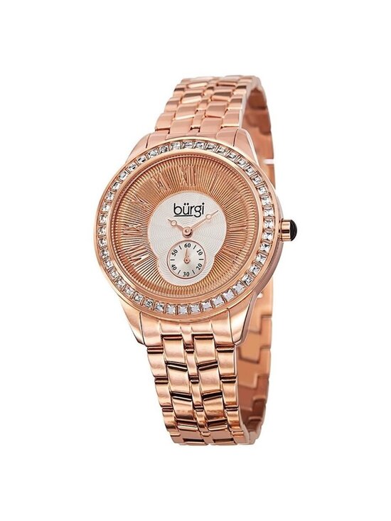 NWT Burgi Silver and Gold Dial Rose Gold-tone Ladies Watch main image 4
